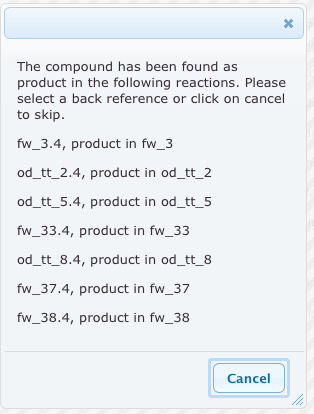 Figure 2: Result list after a back reference search