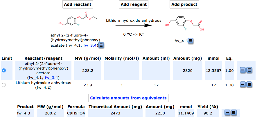 Figure 5: Top part of the reaction details filled out