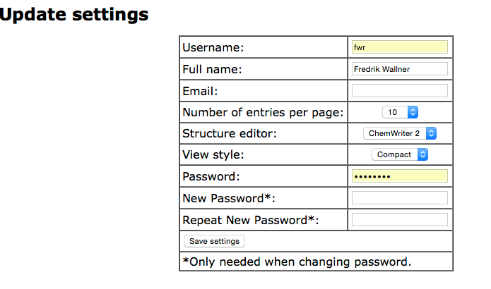 Figure 2: Settings panel